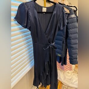 Navy Blue Wrap Dress